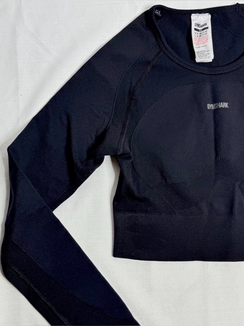 Gymshark Women’s Black Long Flex Long Sleeve Crop Top Open Back XS - Picture 2 of 11